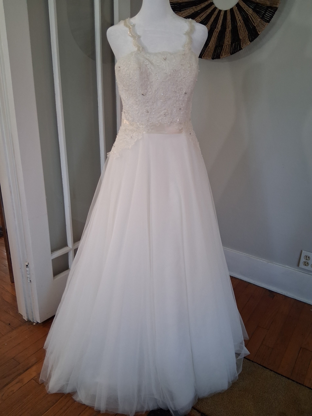 Anne Barges Ivory Lace Bodice A-Line Wedding Dress